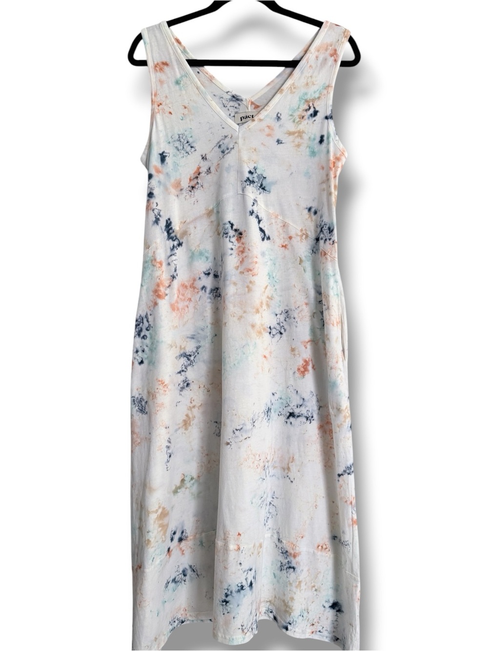 Pact Blue Ice Dye Vintage Tie-Dye Midi Dress Size Medium - Picture 2 of 9